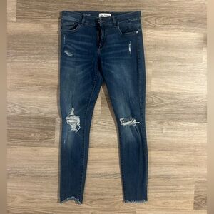 DL1961 Dark Blue Distressed Skinny Jeans
